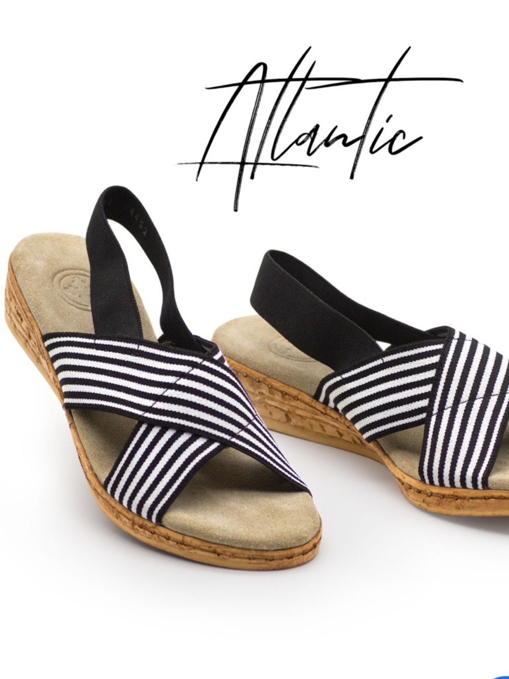 Charlestown Atlantic Striped Black/white Slingback Sz 6-6.5